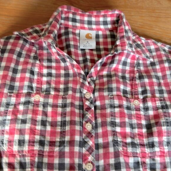 Carhartt flannel shirt for Women M 8-10 Pink Gray - Picture 1 of 9